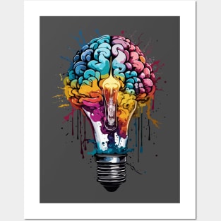 Brain Bulb Splash Posters and Art